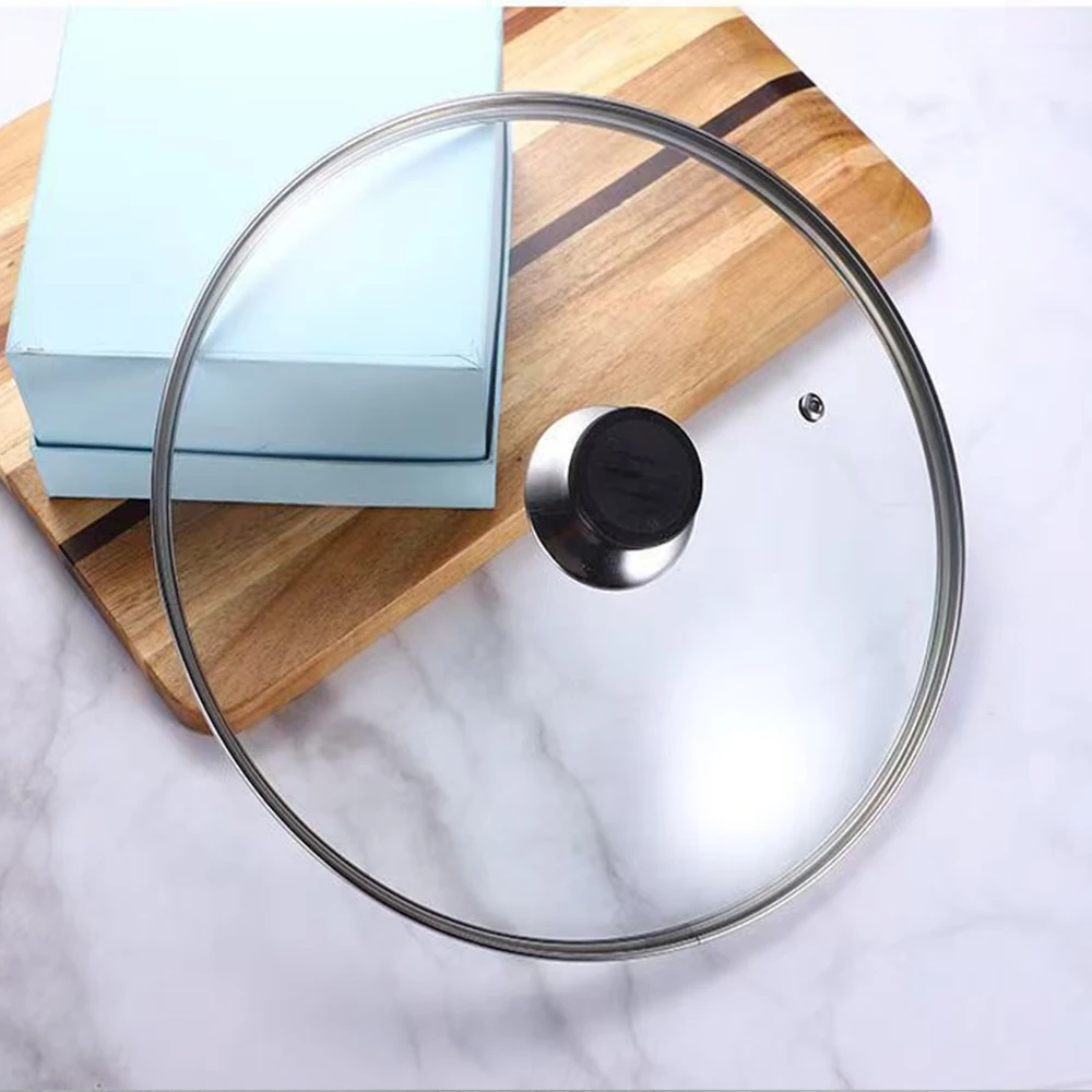 Tempered Glass Pot Cover Anti-Scalding Circular Frying Visible Cooking Utensil