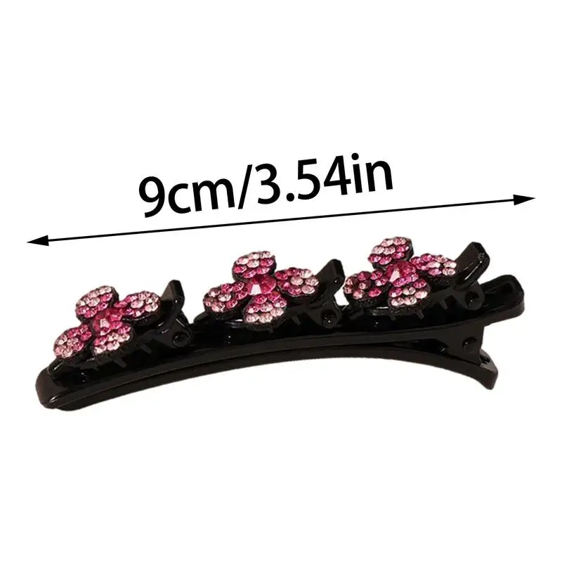 Hair Clip With 3 Small Clips Hair Clips For Braids 3PCS Sparking Crystal Stone Braided Double Layer Braided