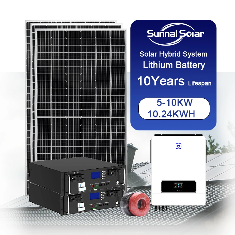 Solar Energy System Manufacturer 10Kw Hybrid For Home Residential Solar Battery Storage Energy Full Systems