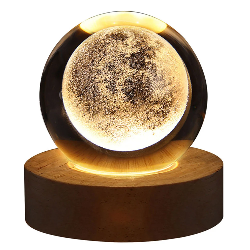 USB LED Night Light Galaxy Crystal Ball 3D Moon Planet Table Lamp Decor Bedroom Atmosphere Lamp for Birthday Kids Xmas Gifts: 3 - 5 Days Free Delivery Only UK