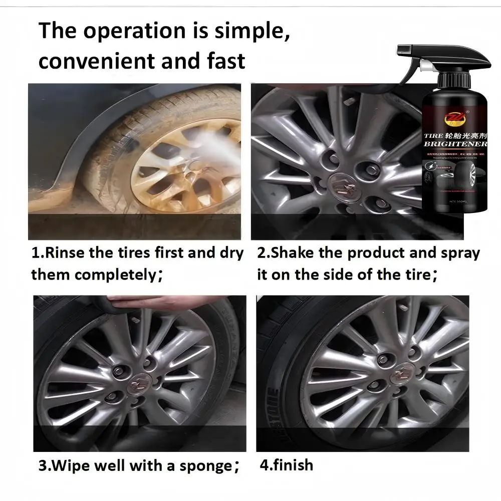 Car Tire Wax Tire Polishing Paste 500ml Large Capacity Tire Shine Long-Lasting Shine Anti-Aging Stain-Resistant Water & Oil Repellent All Tires Compatible