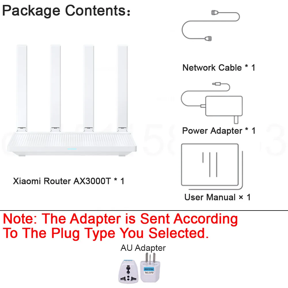 Router WiFi 6 XIAOMI AX3000T 3000Mbps – Dual Band, Mesh Full-Home Roaming, OFFDMA, 256 MB di RAM, 128 dispositivi, versione CN con adattatore