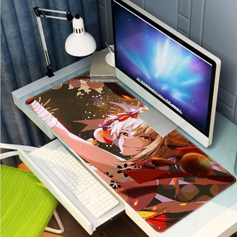 Genshin Impact Yoimiya Extra Large Computer Desk Mat Table Keyboard Big Mouse Pad Laptop Cushion Non-slip for PC Computer Table