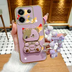 Red Maple Leaf Phone Case Set with Lanyard and Rabbit Stand - 3pcs - Redmi Note 13 Pro+ (PURPLE)