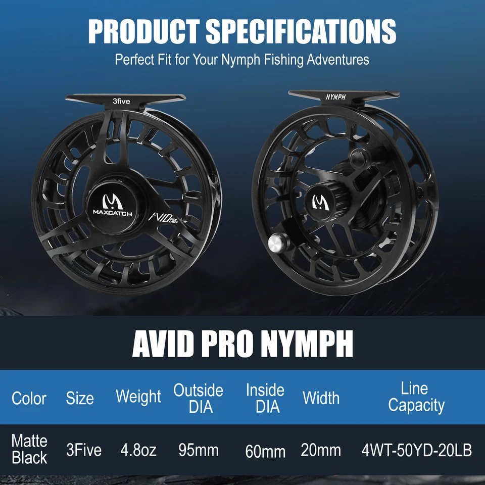 Maxcatch 3/5 5/7 7/9 9/11wt Avid Pro Light Weight Fly Fishing Reel Large Arbor