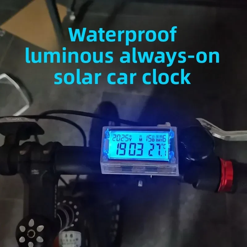 Motorcycle Digital Clock with Date Week Temperature LCD
