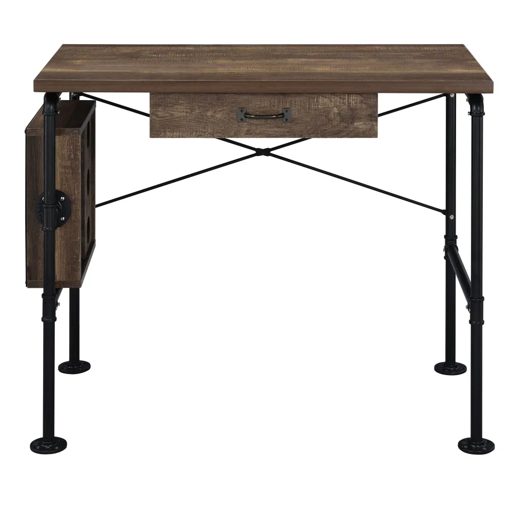 Computer Desks,Weathered Oak and Black 1-drawer Writing Desk,Office Desks 3