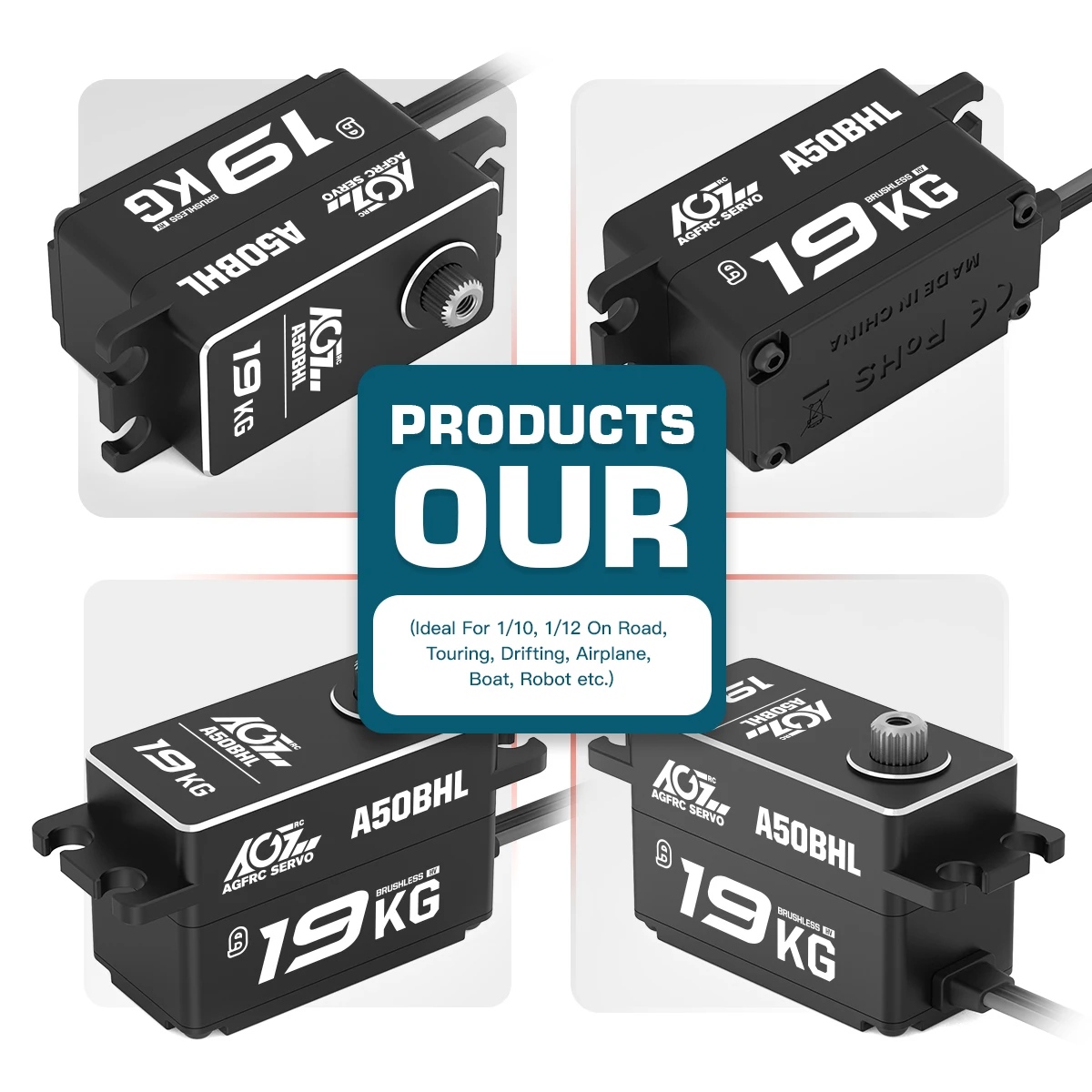AGFRC A50BHL 19KG 울트라 토크 초고속 8.4V 프로그래밍 가능한 로우 프로파일 브러시리스 스티어링 RC 서보 자동차 여행용 표류