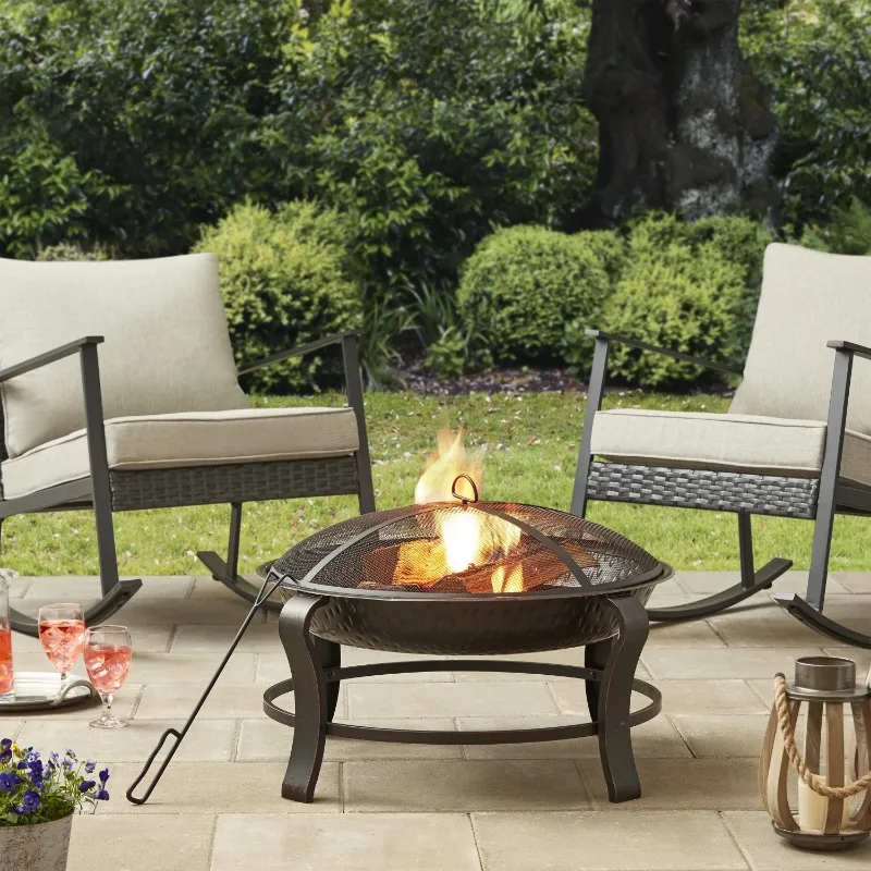 

Mainstays Owen Park 28-Inch Round Wood Burning Fire Pit with Mesh Spark Guard