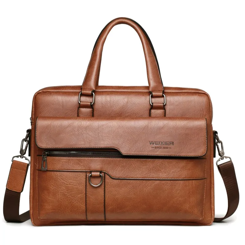 

Men Business Handbag Briefcase Leather Laptop Bags Waterproof Portable Document Office Shoulder Crossbody Bag Vintage Handbags