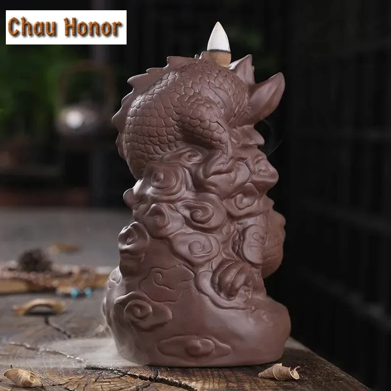 Large Yixing Clay Dragon Smoke Backflow Incense Burner Tea Ceremony Decoration Creative Incense Burner Dragon Home Living Decor