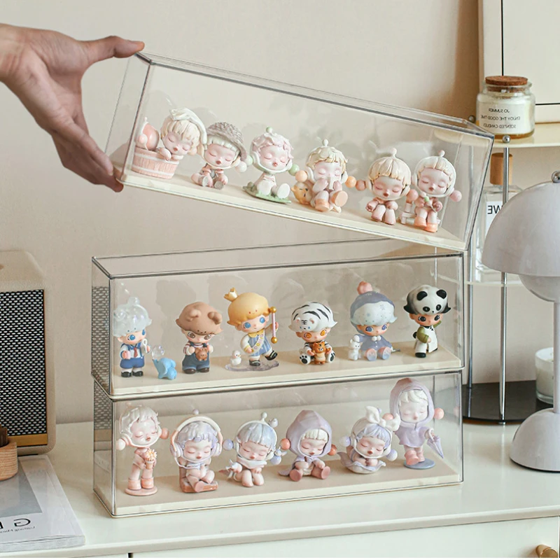 Handmade Double-Layered Display Stand for Toys and Collectibles - Transparent Dustproof Storage Box