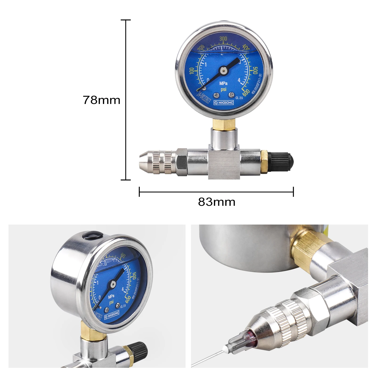 Shock Nitrogen Gauge Needle Fill Tool 350 600PSI Yamaha Polaris RZR CanAm Arctic Cat Snowmobile KTM Honda Suzuki Kawasaki motorcycle shock pump