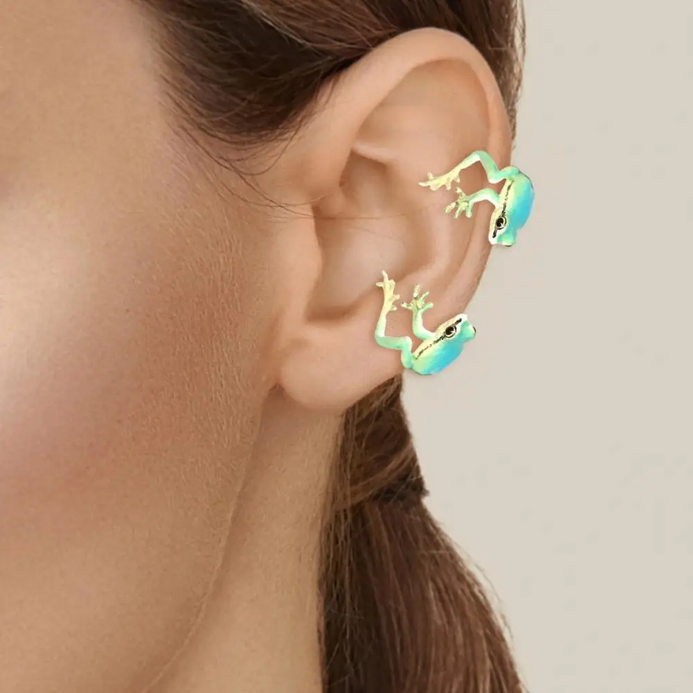 Ear Clip Earrings Alloy Frog Electroplated Tree Realistic Shape Party Events Wear Non-pierced