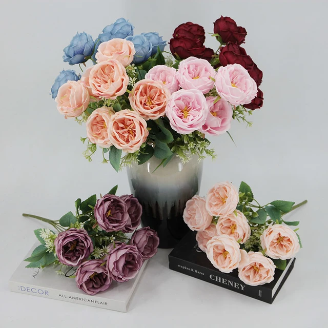 Flowers Decoration Wedding Bouquets Roses  Bouquet Fake Flower Rose Head -  7/9 Heads - Aliexpress