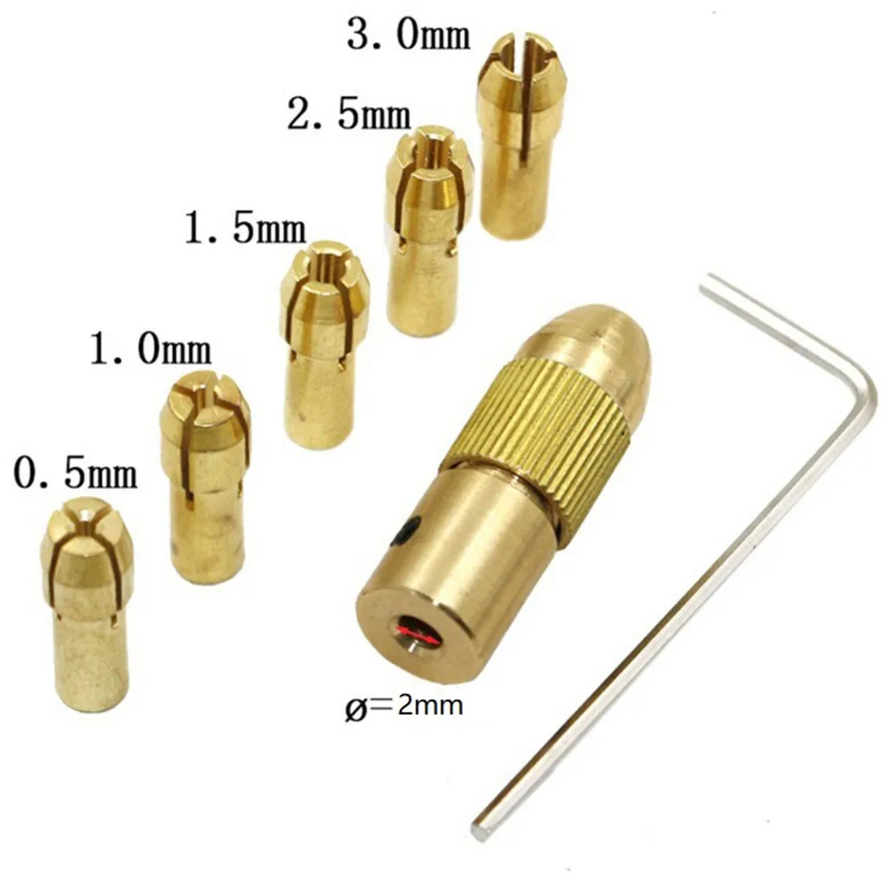 

7pcs High Quality Brass Mini Drill Chuck Collet Set 0.5 /1.0/ 1.5/ 2.5/ 3.0mm Chuck Clamping Range For ABS Plate Soft Wood