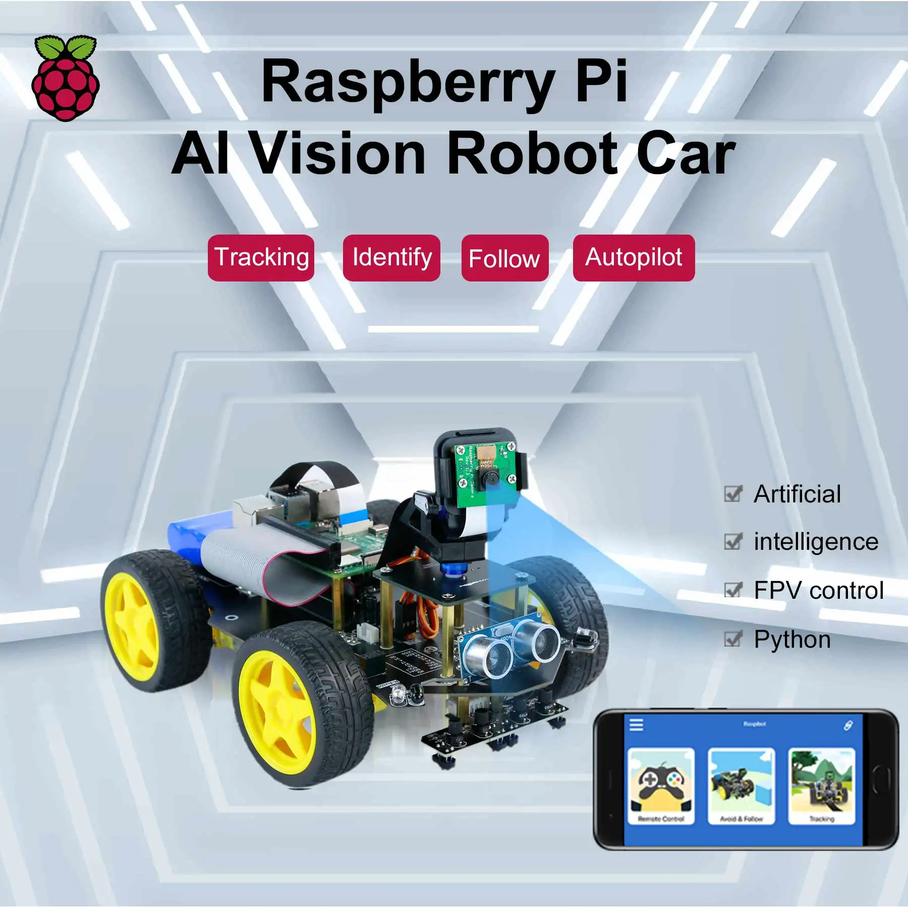 Raspberry-Pi-4WD-Smart-Robot-Car-Python3-Kit-de-aprendizaje-de ...
