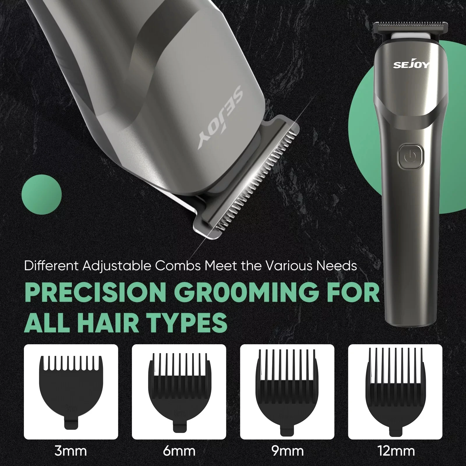 Sejoy Hair Clippers Beard  Trimmer for Men Cordless Barber Clippers for Hair Cutting Machine Rechargeable Beard Trimmer 3