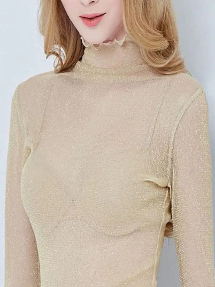 Women's Lace Mesh T-shirt | Summer Transparent Long Sleeve Top