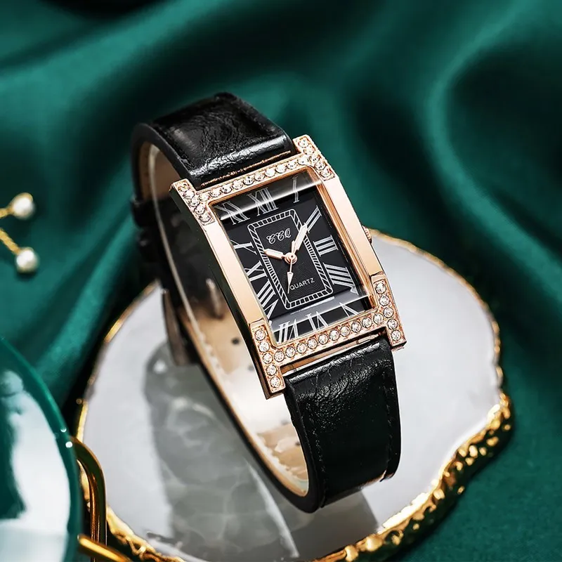 

Fashion Rectangle Women Leather Band Quartz Watch Female Clock Relogio Feminino Montre Femme