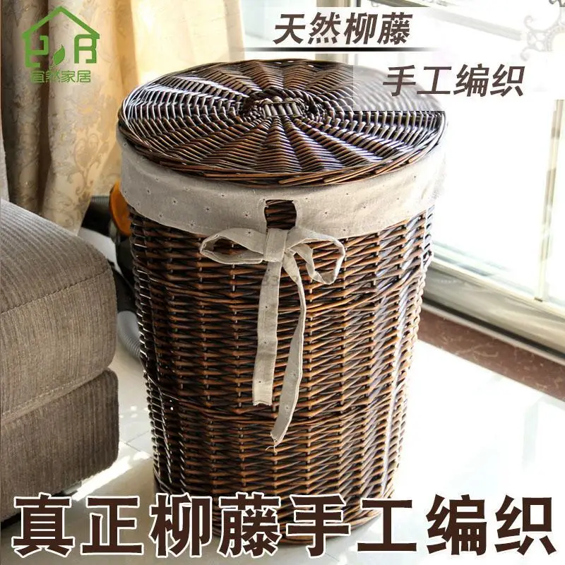 Rattan Laundry Basket Basket For Laundry Storage Basket With Cover Household Woven Laundry Basket 2