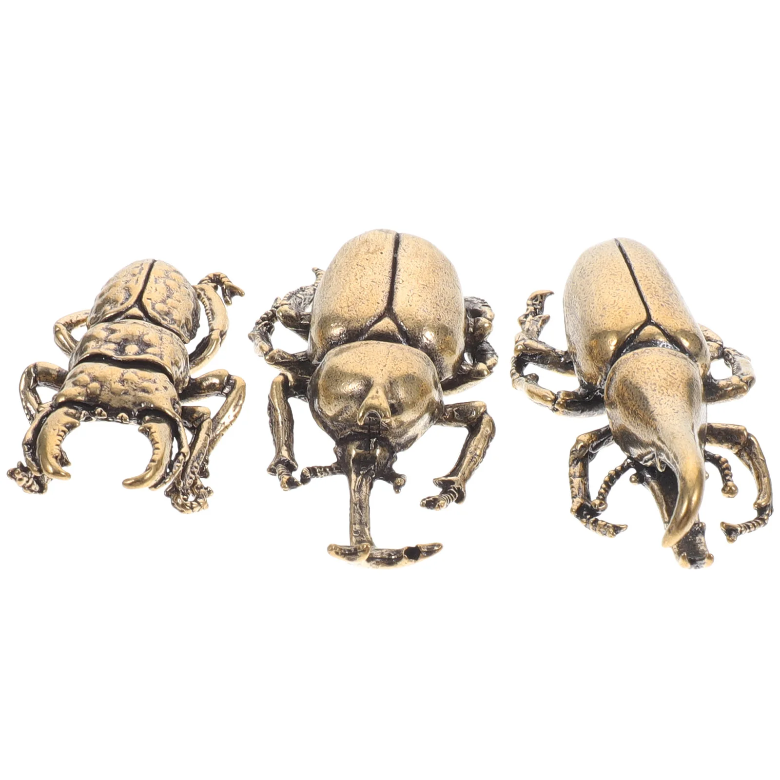 

3 Pcs Beetle Ornaments Desktop Exquisite Statue Decor Dashboard Brass Figurines Vintage
