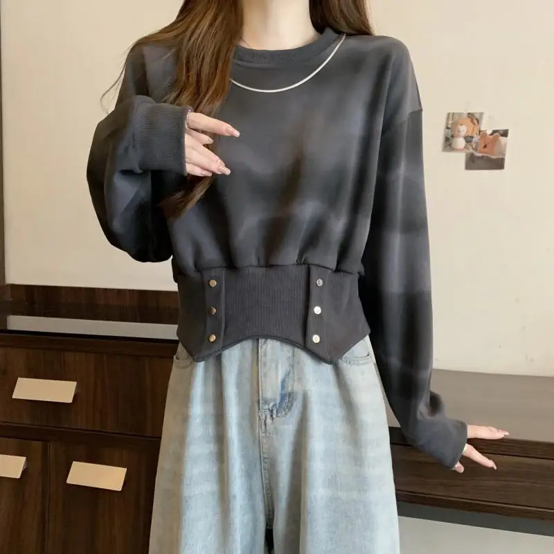 Women's Autumn Winter New Fashion Elegant Round Neck Pullover Long Sleeve Casual Versatile Western Commuting Comfortable Tops