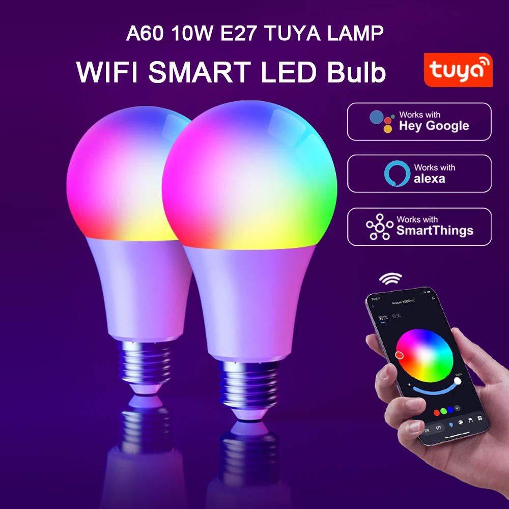 Bombilla Led Tuya RGB A60, luces LED inteligentes con Wifi
