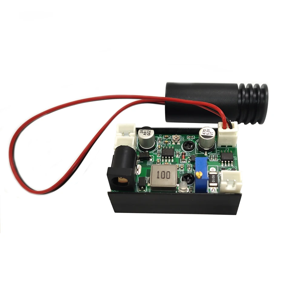 산업용 블루 바이올렛 라이트 레이저 모듈, TTL 18x2 5mm, EU 표준 어댑터 포함, 12V, 100mw, 405nm