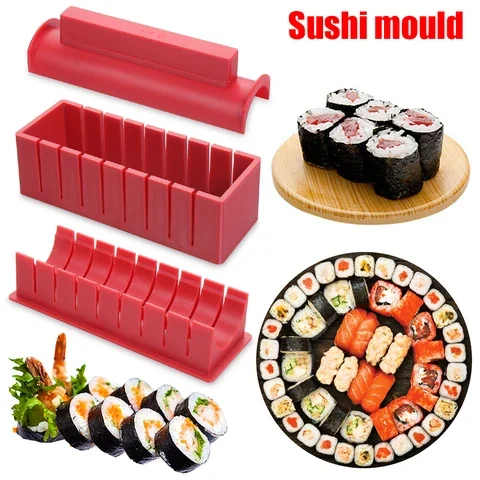 

3/10pcs Sushi Maker Equipment Kit Japanese Rice Ball Fork Spatula Cake Roll Mold Sushi Making Mould