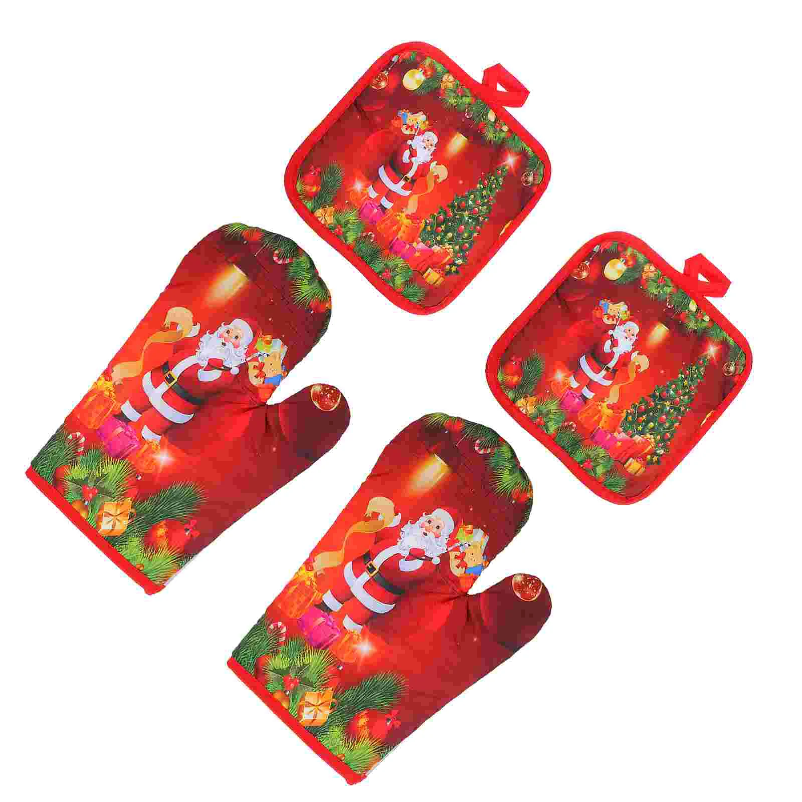 

Christmas Grilling Glovess Resistant Mitt Grill Polyester Cooking Xmas