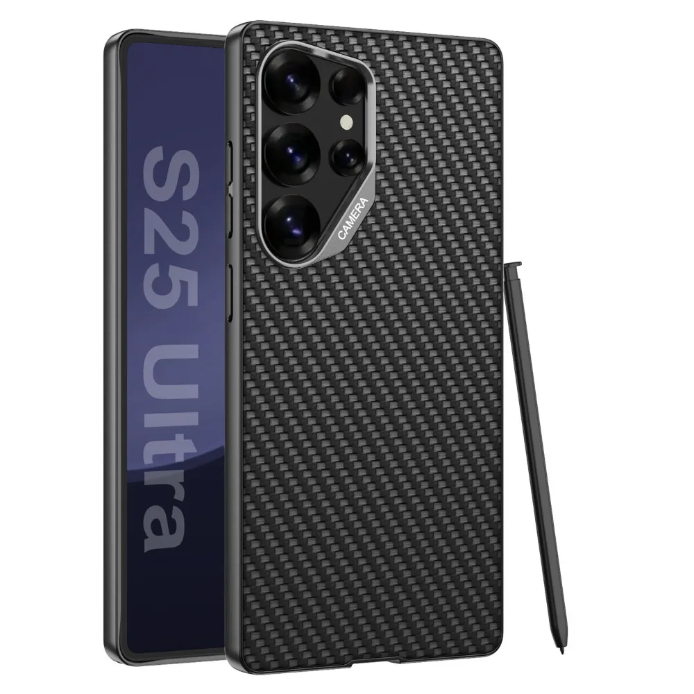 Premium Vegan Leather Slim Phone Case with Metal Lens Protector - High-End Anti-Scratch Cover