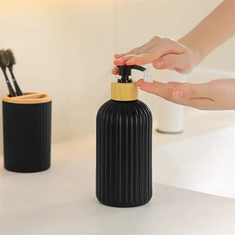 Elegant Glass Bathroom Toiletries Collection: Large-Capacity Soap Dispenser and Compact Travel Set