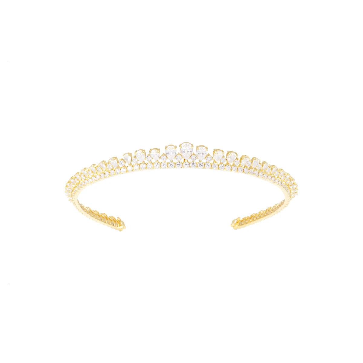

High Quality Zircon Inlaid Crown Copper-Plated Gold Fashion Personality Style Gold, RH, Rose Color Optional Jewelry for Women
