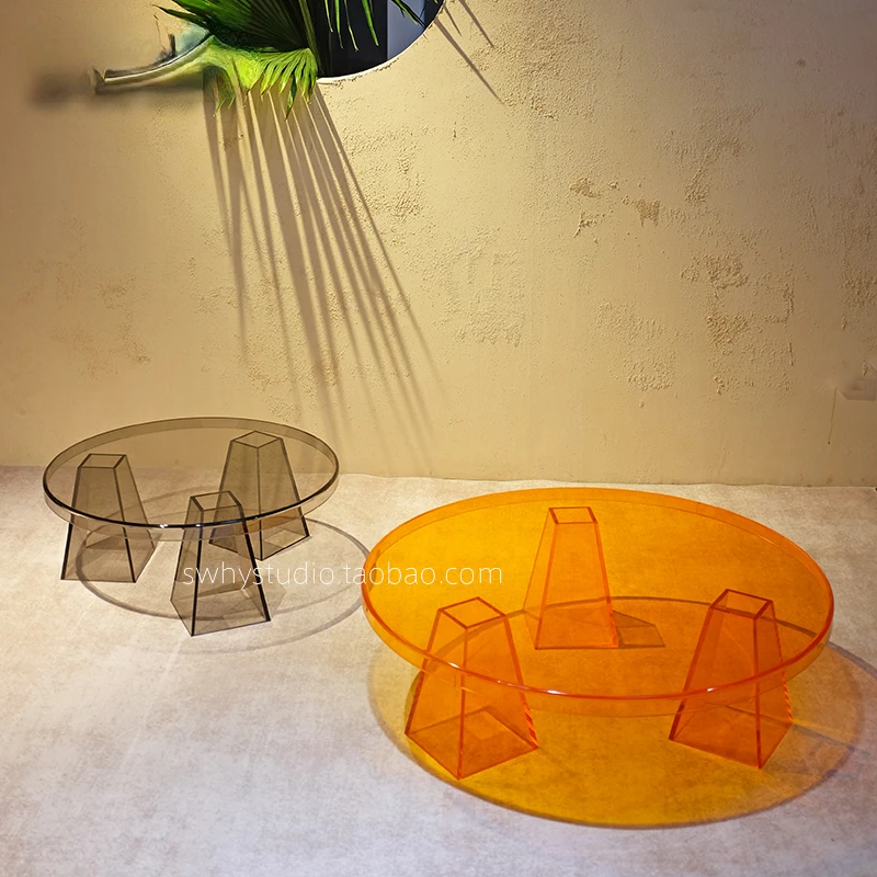 

Nordic Creative round Tea Table Acrylic Living Room and Hotel B & B Side Table Color Coffee Shop Glass Designer Model