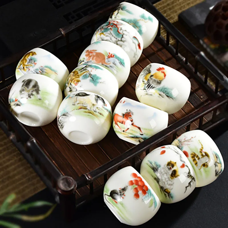 Chinese Zodiac Pottery Cup, Tea Cup, Teaware, Different Kinds of Animals Shape, Bowl for Tea Ceremony, Ceramics Teacup, 150ml,