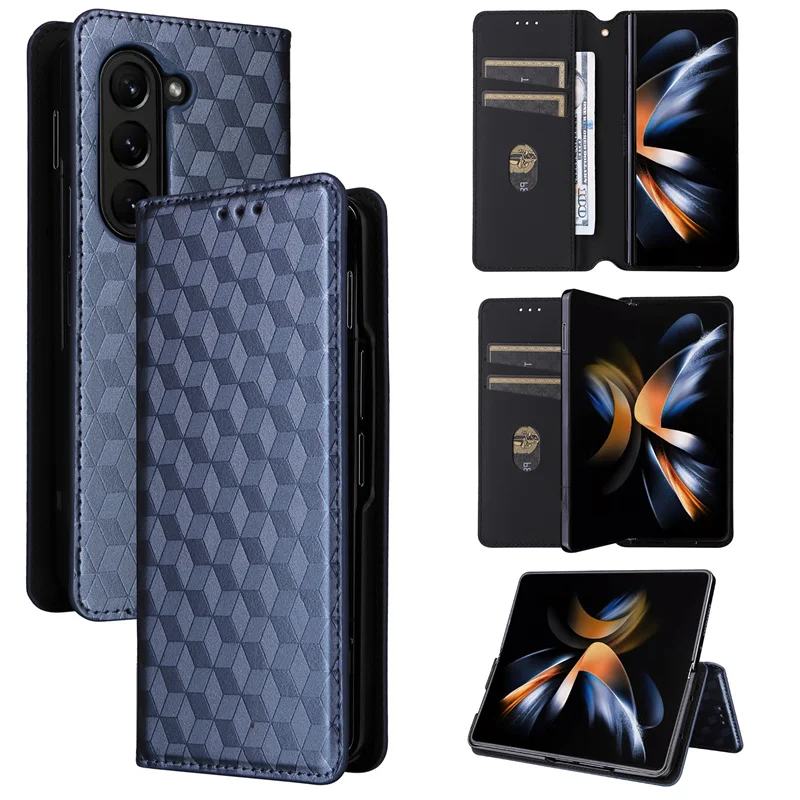 Per Samsung Galaxy Z Fold 5 Linee Stereoscopiche Flip Wallet Skin Pu Custodia Per Galaxy Z Fold 4 3 2 Cover Magnetica Per Telefono