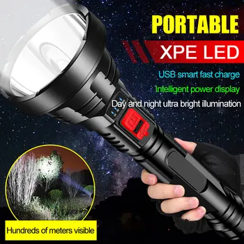 울트라 브라이트 파워풀 전술 사냥 손전등, 방수 아웃도어 캠핑 랜턴 USB 충전식 LED 토치, 무료 배송