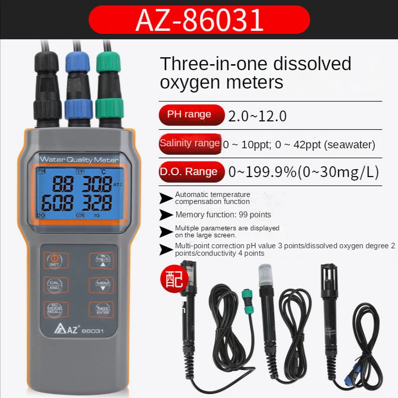 

2022 New Handheld AZ86031 Water Quality Meter Dissolved Oxygen Tester PH Meter With liquid