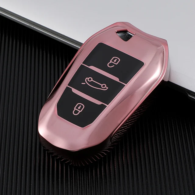 Leather Key Cover & Keychain For Peugeot 508, 301, 2008, 3008, 4008, 407, 408 – Keyless Fob