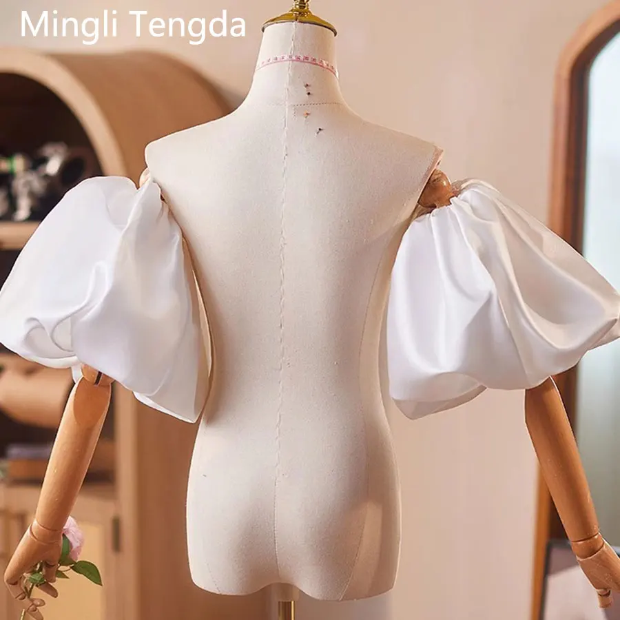 Mingli Tengda Removable Puffy Sleeves Satin Bride's Arm Covering Hand Sleeve Fingerles Women's Wedding s Gloves Accessories