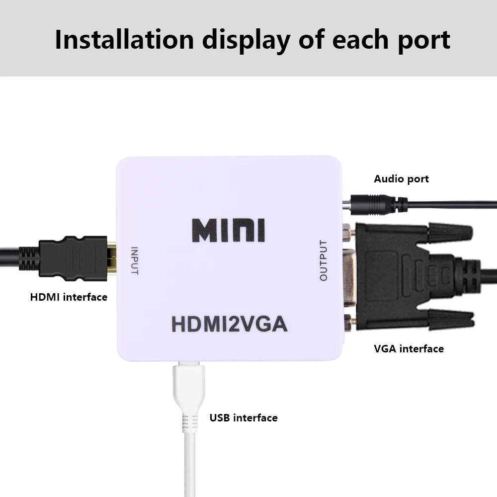 

MINI HDMI-compatible to VGA Adapter HDMI2VGA Converter Digital Analog HD 1080p HD-MI TO VGA For PC Laptop Tablet Displayer