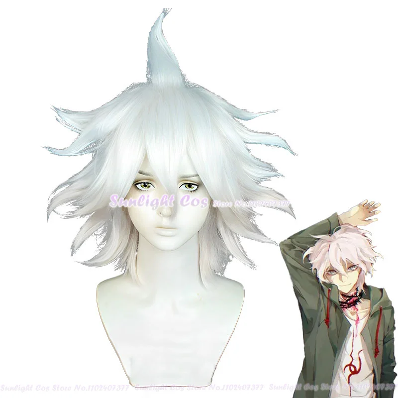 

Парик для косплея Nagito Komaeda Nagito из аниме Super Danganronpa 2, термостойкие синтетические волосы белого, оранжевого, розового цветов с шапочкой