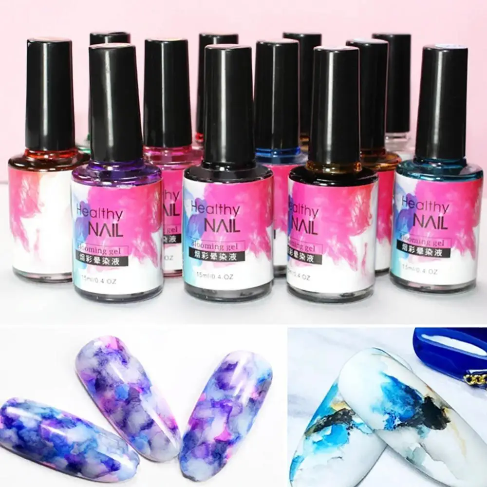 Diy Watercolor Ink Polish Blooming Nail Art Gel Smoke Effect Smudge Varnish Blooming Nail Gel