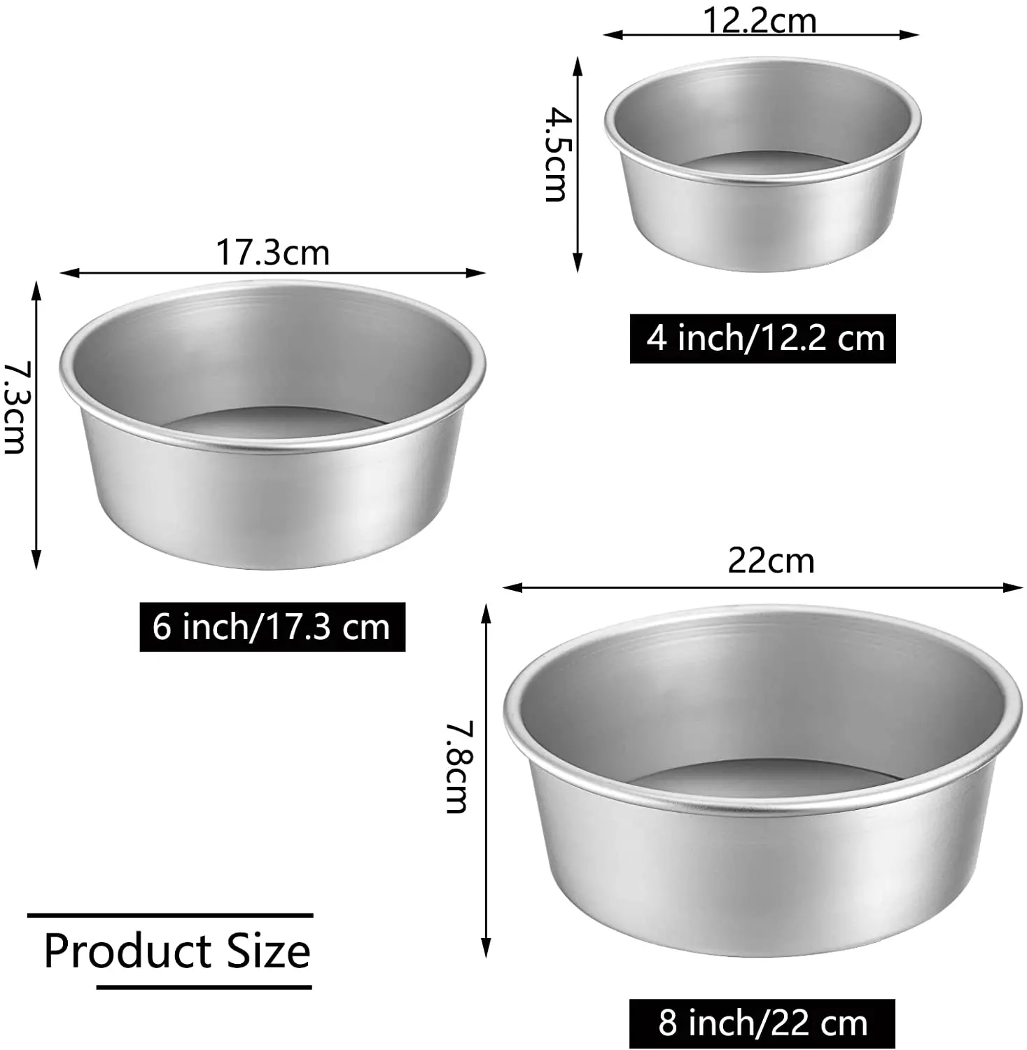 8 inch Round Cake Pan Stainless Steel Baking Pan with Removable Bottom for Birthday Wedding Tier Cake One-Piece Molding Leakproof Easy Clean, Other