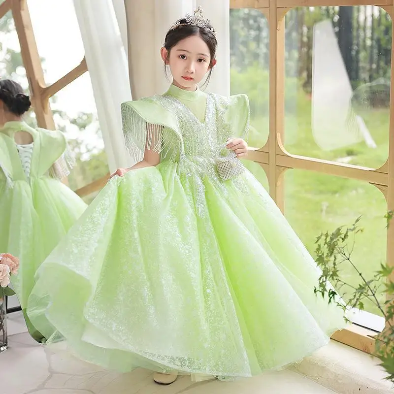 Kids Dresses For Party Wedding Dress gorgeous Sequins beaded Children  Pageant Gown Girls Princess longTulle Dress Girl clothes - AliExpress