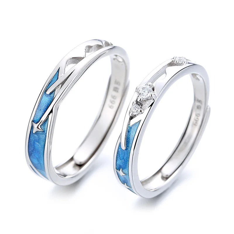 

Charm Meteor Shower Couple Rings for Women Korean Trendy Creative Romantic Valentine's Day Gift Adjustable Opening Ring Jewelry