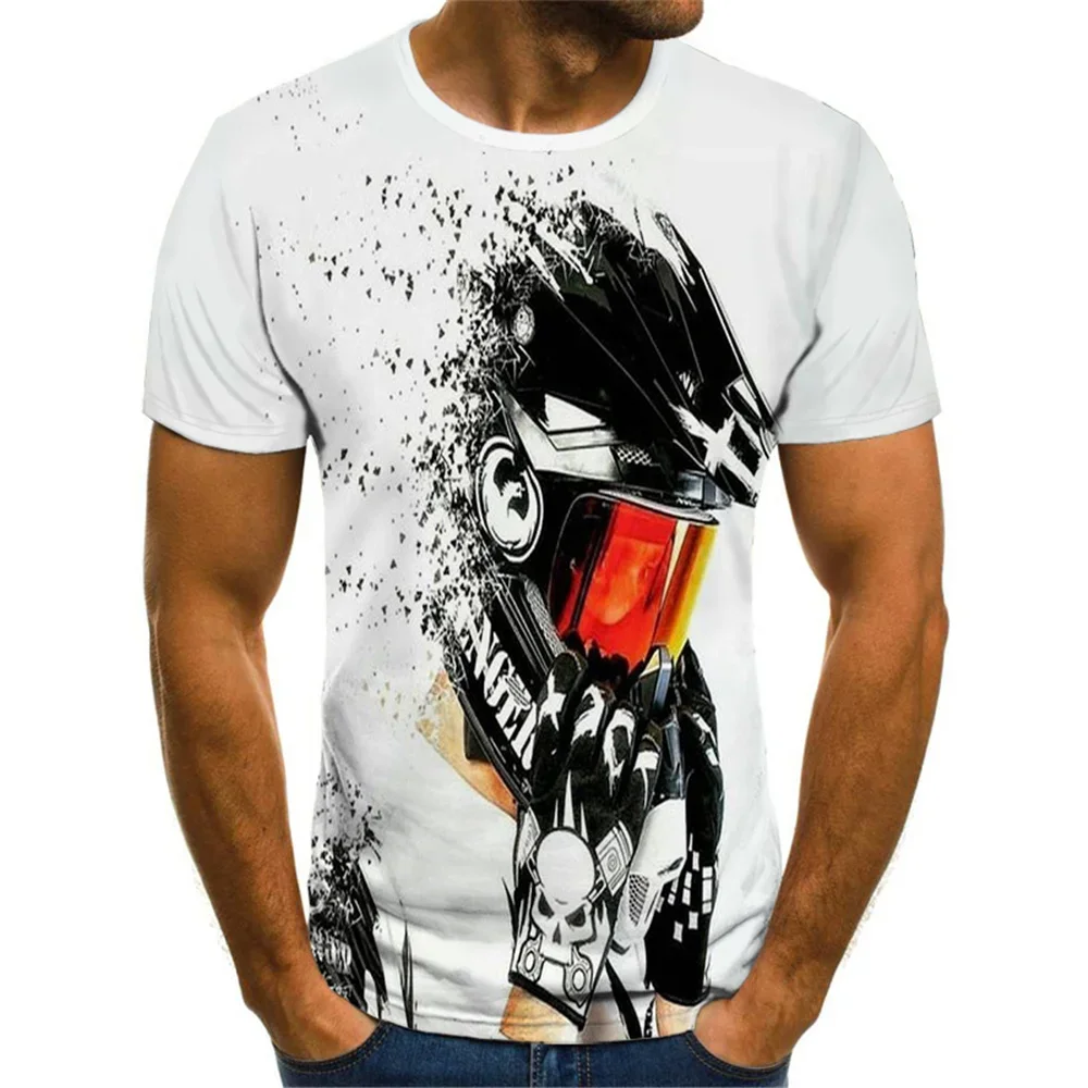 

2023 Summer New Men's and Women's Fashion Casual Short Sleeve Round Neck Top Cool Motorcycle 3D Digital Printing Loose T-shirt