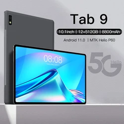 Onglet 9 Tablette 10 Pouces Android 11 12 GO de RAM 512 GO ROM Tablettes MTK Helio P60 tablette Gaming 10 Noyau 8800mAh 5G Call Dual SIM GPS 