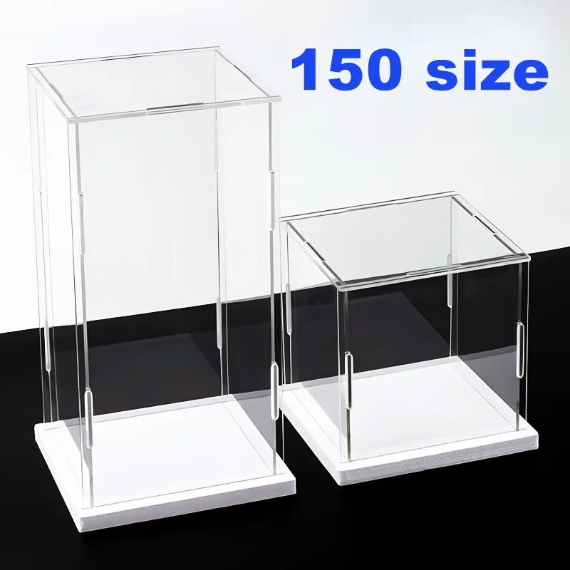 Acrylic Display Case Clear Self-Assembly Acrylic Display Case Transparent Dust Proof Protection Showcase with White base acrylic display case
